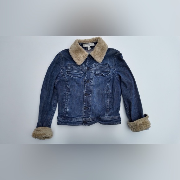 Tommy Hilfiger Denim Jacket Embroidered Fur Retro Y2K Back Floral Jean Petite S - Picture 7 of 16